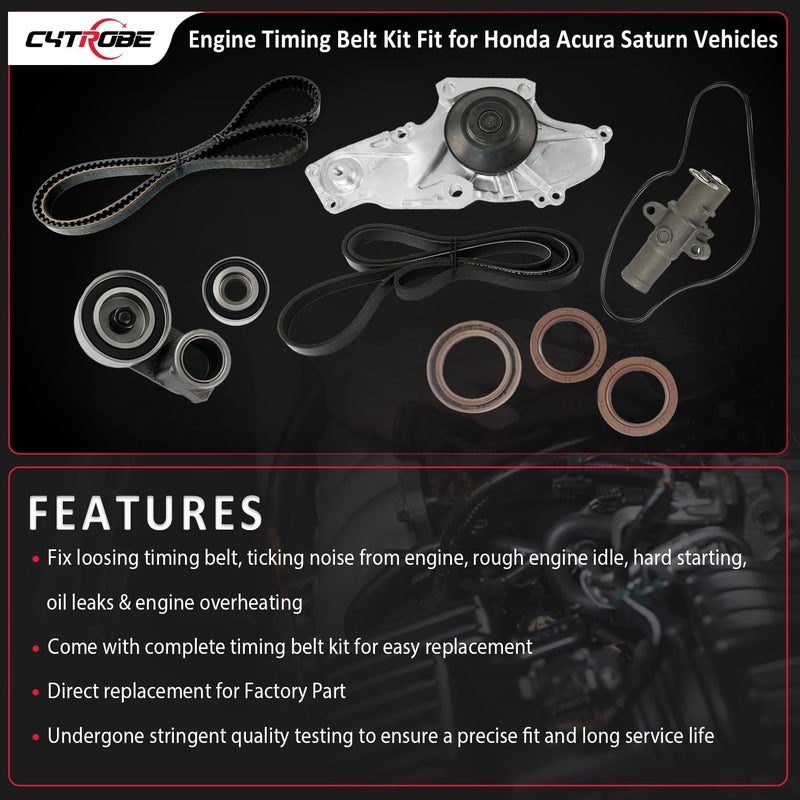CYTROBE TKH002 Timing Belt Kit with Water Pump Compatible with 03-18 Honda Accord Crosstour Pilot Odyssey Ridgeline, Acura MDX RDX RL TL TSX ZDX, Saturn Vue 3.0L 3.2L 3.5L 3.7L Replaces TCKWP329 19200-RDV-J01 - Image 4